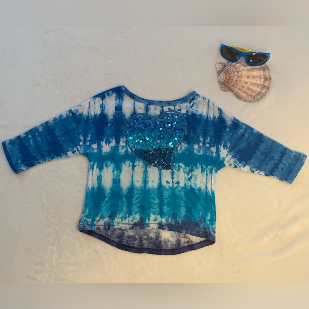 Justice blue long sleeve shirt, size 6